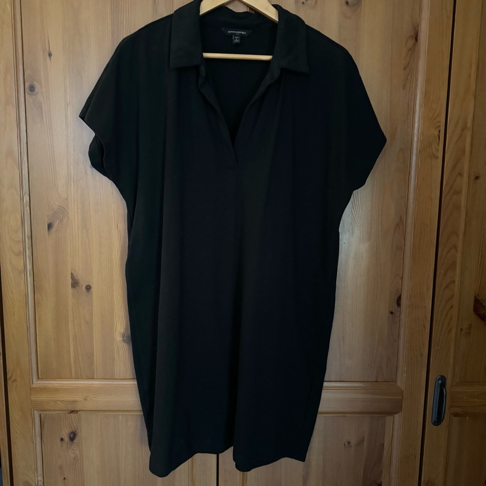 Banana Republic Black Cotton Knit Shirt/Pop Over/Polo Dress Size L 24"x35" NWOT!